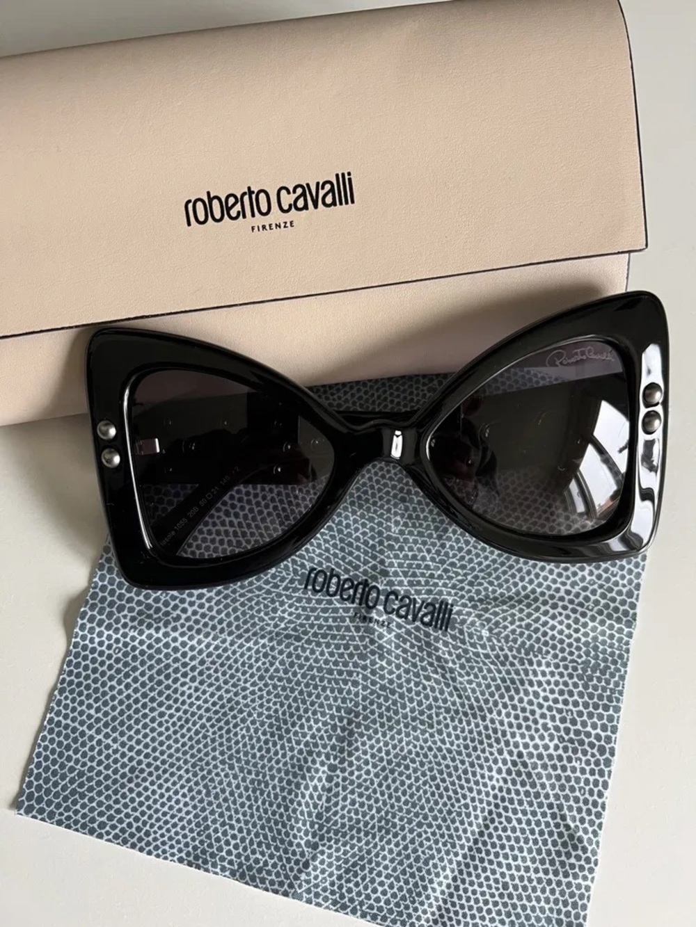 Roberto Cavalli Studded Chunky Geometric Sunglasses - Black